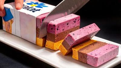 طرز تهیه بستنی میوه‌ای خنک در خانه با 3 ماده اولیه (فیلم)