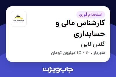 استخدام کارشناس مالی و حسابداری در گلدن لاین