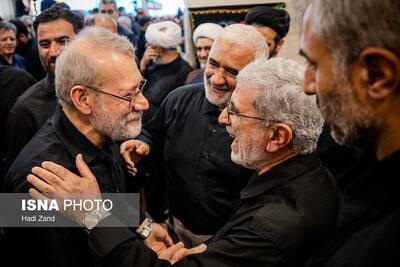 تصویری از دیدار قاآنی و لاریجانی در بزرگداشت شهید سرلشکر محمدسعید ایزدی