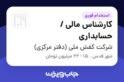 استخدام کارشناس مالی / حسابداری در شرکت کفش ملی (دفتر مرکزی)