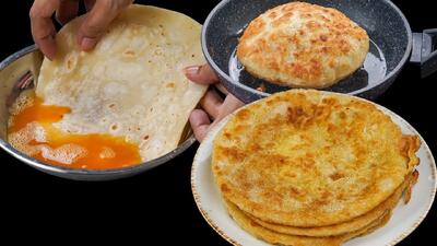 طرز تهیه صبحانه کلاسیک با تخم مرغ / دستور پخت پاراتای تخم مرغ