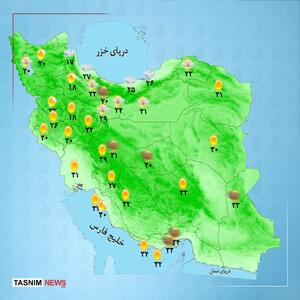 رگبار و رعدوبرق در مناطقی از تهران و البرز | فعالیت سامانه بارشی در ۱۰ استان + نقشه