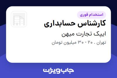 استخدام کارشناس حسابداری - خانم در ایپک تجارت میهن