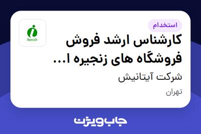 استخدام کارشناس ارشد فروش فروشگاه های زنجیره ای مواد غذایی(برنج ،خشکبار ، چای ،...) - دفتر مرکزی - آقا در شرکت آیتانیش
