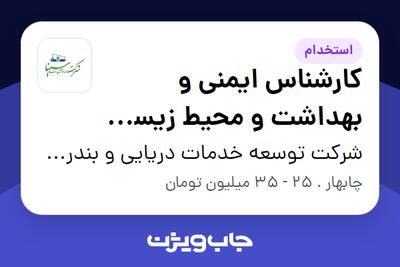 استخدام کارشناس ایمنی و بهداشت و محیط زیست (HSE) در شرکت توسعه خدمات دریایی و بندری سینا