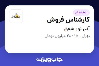 استخدام کارشناس فروش در آنی نور شفق