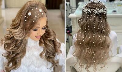 15 ایده خوشگلاسیون مو با مروارید چسبی؛ اکلیل حذف، جذابیت مثل زنای عرب پولدار