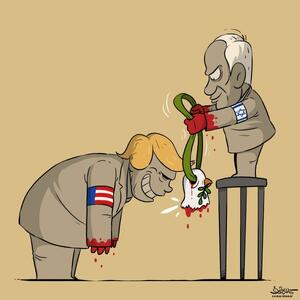 کاریکاتور کمال شرف به بهانه تقدیر نتانیاهو از ترامپ