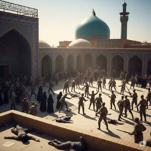 تصویر سازی هوش مصنوعی از واقعه ۲۱ تیر مسجد گوهرشاد