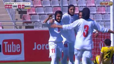 گل سوم تیم ملی بانوان ایران به بوتان (دبل فاطمه شبان)