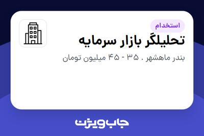 استخدام تحلیلگر بازار سرمایه در سازمانی فعال در حوزه سرمایه گذاری و مالی