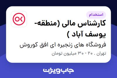 استخدام کارشناس مالی (منطقه- یوسف آباد ) در فروشگاه های زنجیره ای افق کوروش
