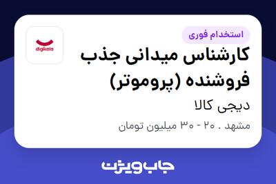 استخدام کارشناس میدانی جذب فروشنده (پروموتر) در دیجی کالا
