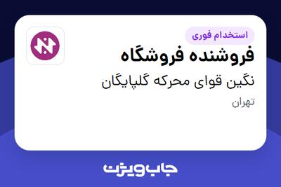 استخدام فروشنده فروشگاه در نگین قوای محرکه گلپایگان