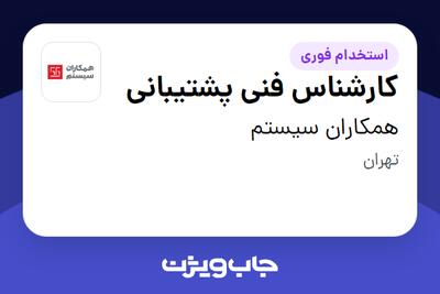 استخدام کارشناس فنی پشتیبانی - آقا در همکاران سیستم