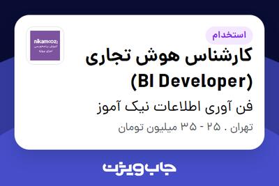 استخدام کارشناس هوش تجاری (BI Developer) در فن آوری اطلاعات نیک آموز