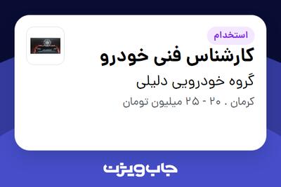 استخدام کارشناس فنی خودرو - آقا در گروه خودرویی دلیلی