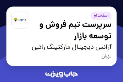 استخدام سرپرست تیم فروش و توسعه بازار در آژانس دیجیتال مارکتینگ راتین