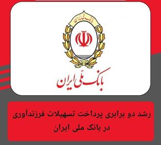 رشد دو برابری پرداخت تسهیلات فرزندآوری در بانک ملی ایران