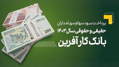 پرداخت سود سهام سال ۱۴۰۳ بانک کارآفرین - سایت خبری اقتصاد پویا