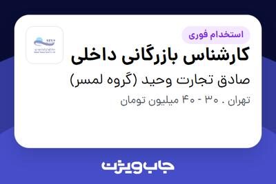 استخدام کارشناس بازرگانی داخلی در صادق تجارت وحید (گروه لمسر)