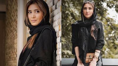 تصویر روز | نیکی مظفری با استایل ترکیب رنگ طوسی و قرمز | گلی شی