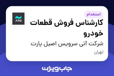 استخدام کارشناس فروش قطعات خودرو در شرکت آنی سرویس اصیل پارت