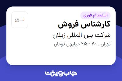 استخدام کارشناس فروش در شرکت بین المللی زیلان