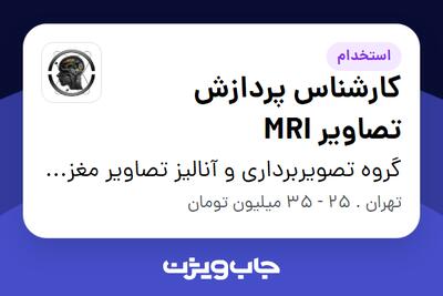 استخدام کارشناس پردازش تصاویر MRI در گروه تصویربرداری و آنالیز تصاویر مغزی (نیاگ)