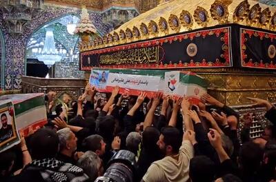 فیلم/ طواف پیکر دو شهید جنگ ۱۲ روزه دور ضریح حضرت معصومه(س)