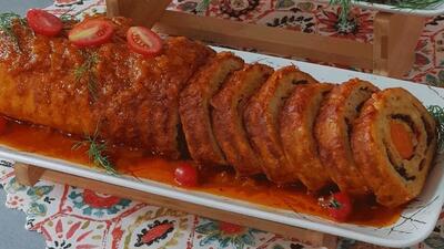 روش تهیه گام به گام رولت گوشت و مرغ خوشمزه+فیلم