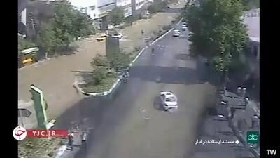 تصاویر دوربین ترافیکی از لحظاتی پس از اصابت موشک به میدان قدس تجریش