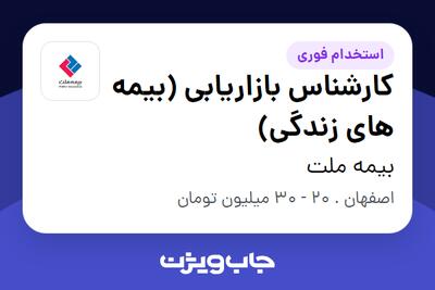 استخدام کارشناس بازاریابی (بیمه های زندگی) در بیمه ملت