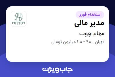 استخدام مدیر مالی در مهام چوب