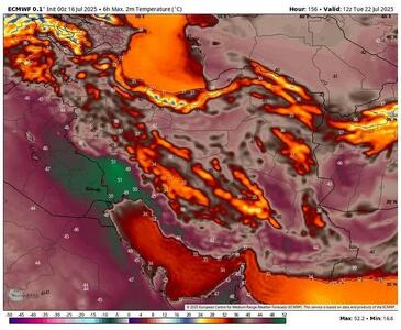 پیش بینی گرمای شدید در تهران