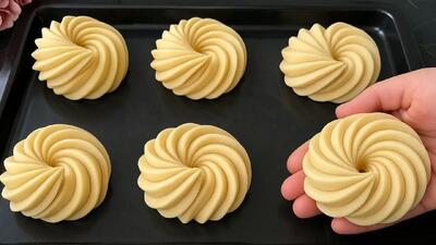 طرز تهیه یک شیرینی پف دار آسان و خوشمزه (فیلم)