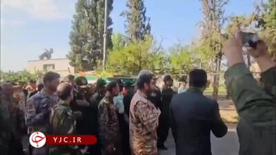 استقبال از پیکر شهید سرافراز غلامحسین غیب‌پرور در فرودگاه شیراز/فیلم