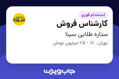 استخدام کارشناس فروش در ستاره طلایی سینا