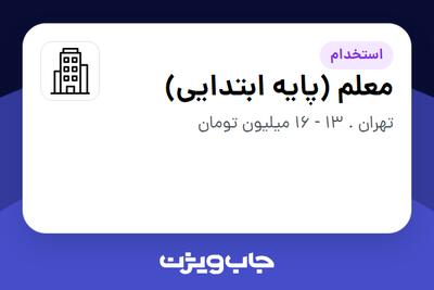 استخدام معلم (پایه ابتدایی) - خانم در سازمانی فعال در حوزه آموزش / پژوهش