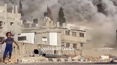 لحظه تکان دهنده فرار کودک حین اصابت بمب اسرائیل