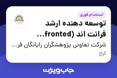 استخدام توسعه دهنده ارشد فرانت اند (fronted developer) در شرکت تعاونی پژوهشگران رایانگان فردیس