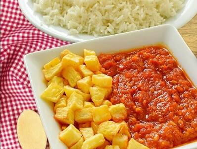 طرز تهیه خورشت سیر گوجه و برنج کته ، غذای راحت لذیذ مناسب بهار و تابستون!