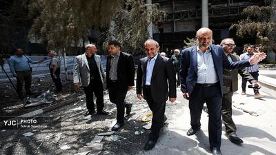 بازدید بازیگران و هنرمندان پیشکسوت رسانه ملی از ساختمان شیشه‌ای صدا و سیما پس از حمله صهیونیست‌ها