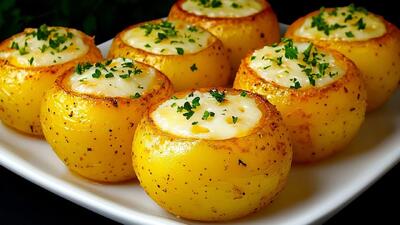 سیب زمینی در خانه دارید؟ طرز تهیه سیب زمینی شکم پر با پنیر