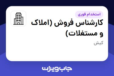 استخدام کارشناس فروش (املاک و مستغلات) در سازمانی فعال در حوزه املاک و مستغلات