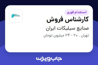 استخدام کارشناس فروش در صنایع سیلیکات ایران