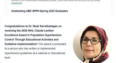 دریافت جایزه بین‌المللی 2025 انجمن جهانی فشار خون توسط دکتر نضال صراف زادگان