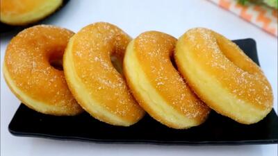 طرز تهیه دونات تپل بازاری رینگ سفید / راز یک اندازه شدن و نرم شدن دونات