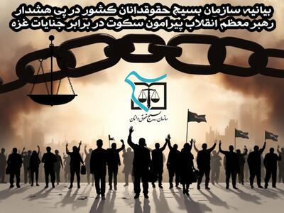 بیانیه سازمان بسیج حقوقدانان کشور در پی هشدار رهبر معظم انقلاب پیرامون سکوت در برابر جنایات غزه