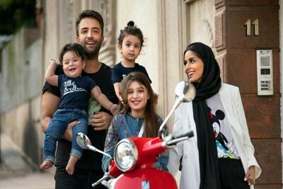 چهره ها در زمان؛ تصویری زیبا از شایلی محمودی همسر بنیامین بهادری و سه فرزندش قد و نیم قدش ؛ لحظات ناب یک خانواده شاد